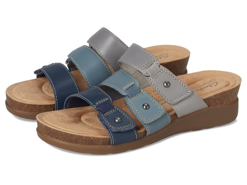 クラークス レディース シューズ サンダル Clarks Calenne Lily Navy Multi Leat ネイビー