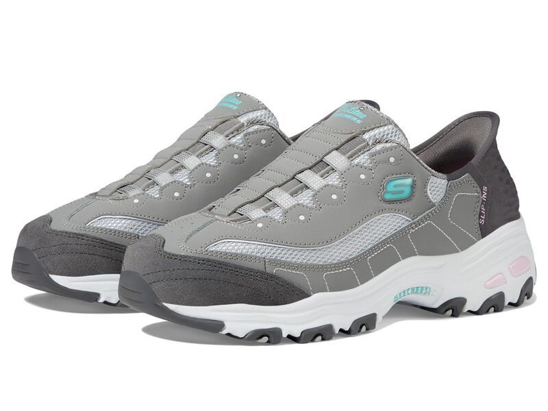 スケッチャーズ レディース シューズ スニーカー SKECHERS Hands Free SlipIns DLites Grey Light Pink グレー