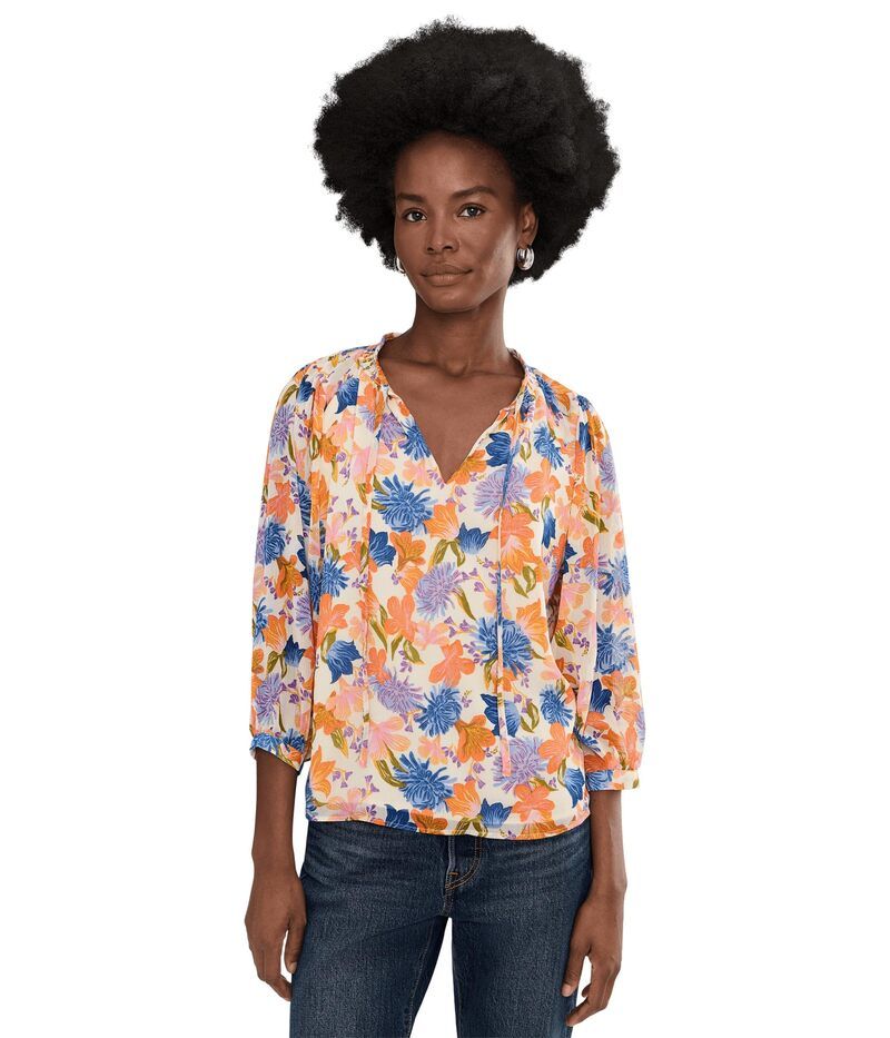ヴィンスカムート レディース トップス シャツ ブラウス Vince Camuto Tie Neck Peasant Sleeve Blouse with Tie Soft Cream クリーム