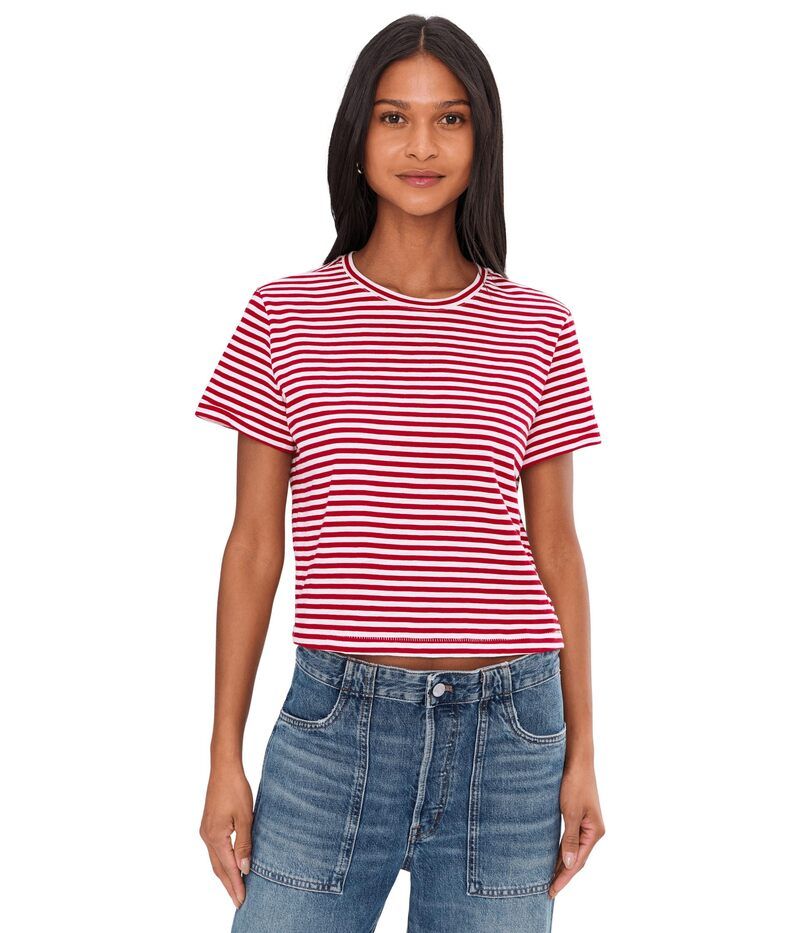 メイドウェル レディース トップス シャツ Madewell The Boxy Crop Tee in Soft Slub Festival Red レッド
