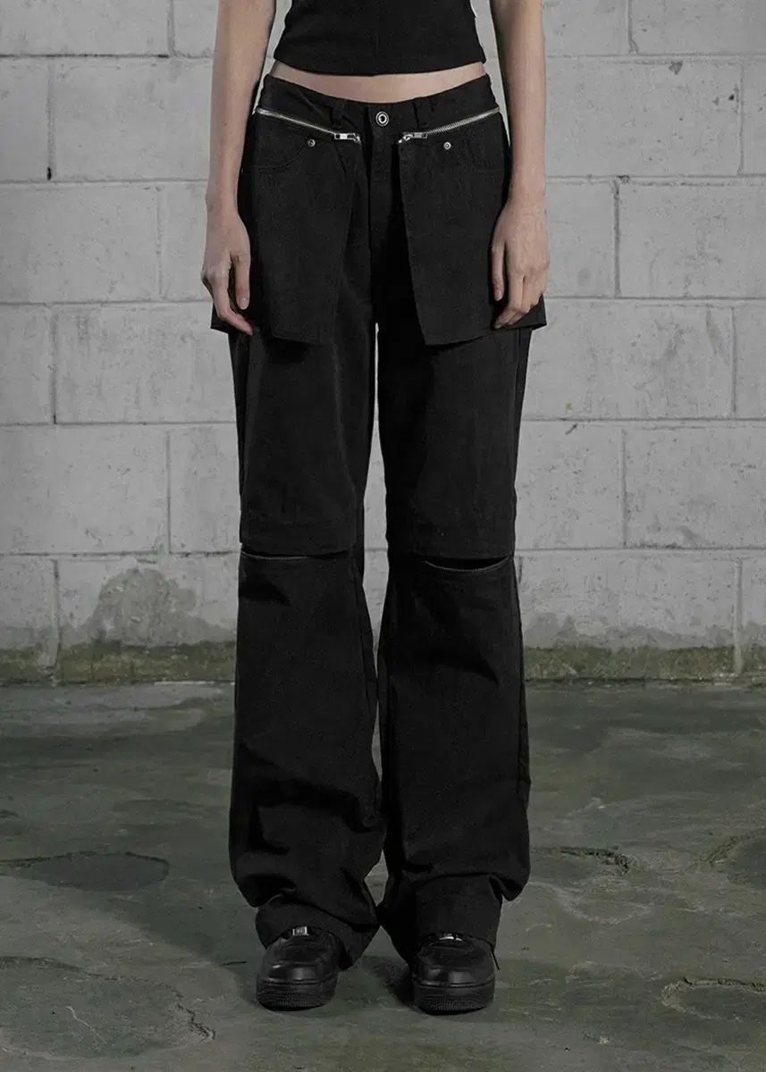 BOHEMSEO KNEE SLIT 2WAY SKIRT JEANS BLACK