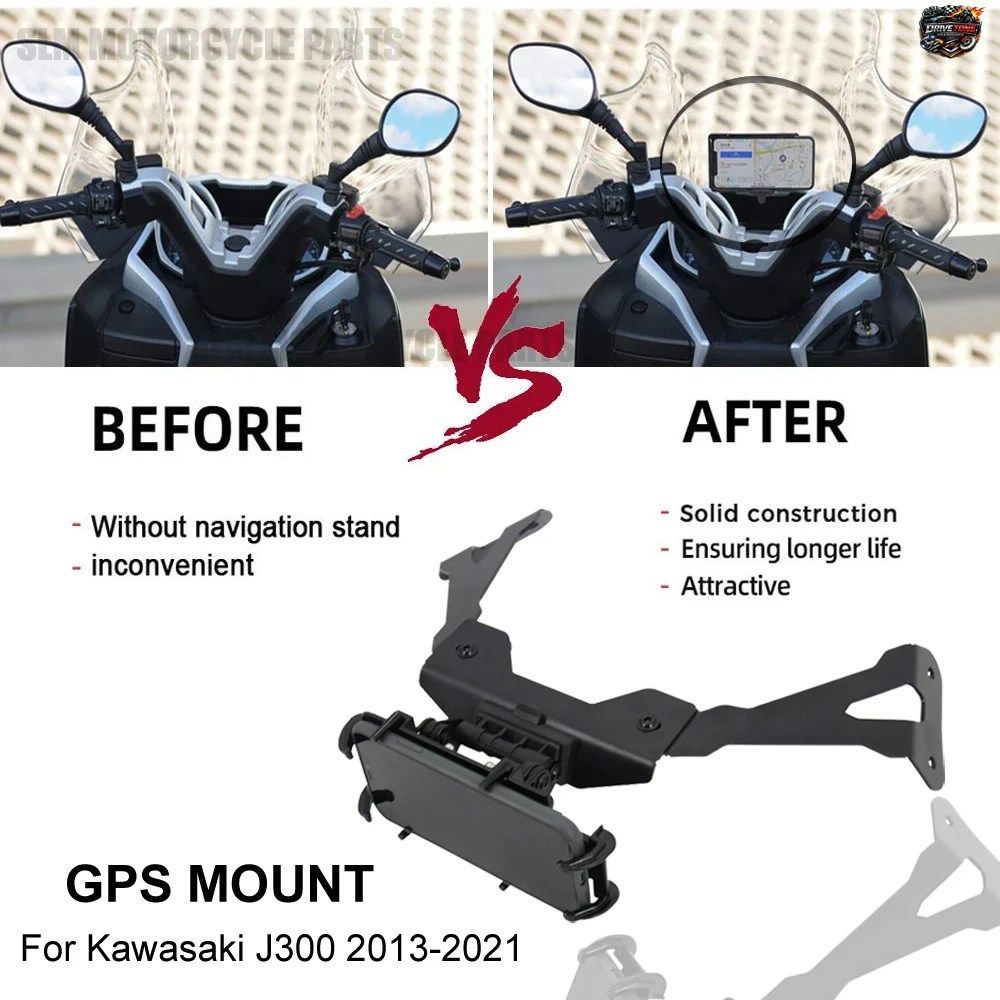 カワサキ J300 2013-2021用モーターサイクルアクセサリー J300 スマートフォンナビゲーション GPS プレートブラケットアダプターホルダーキ