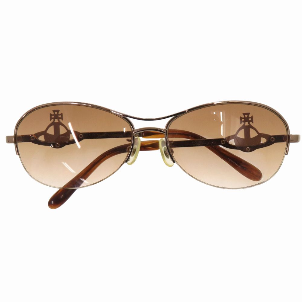 美品 ヴィヴィアンウエストウッド オーブ ツーブリッジ VW5747 メタル ブラウン サングラス 茶 1661 Vivienne Westwood