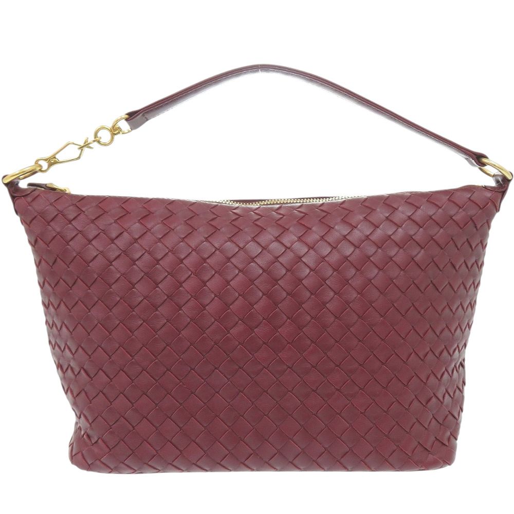 美品 ボッテガヴェネタ イントレチャート B08496411I レザー ボルドー ハンドバッグ 0029 BOTTEGAVENETA