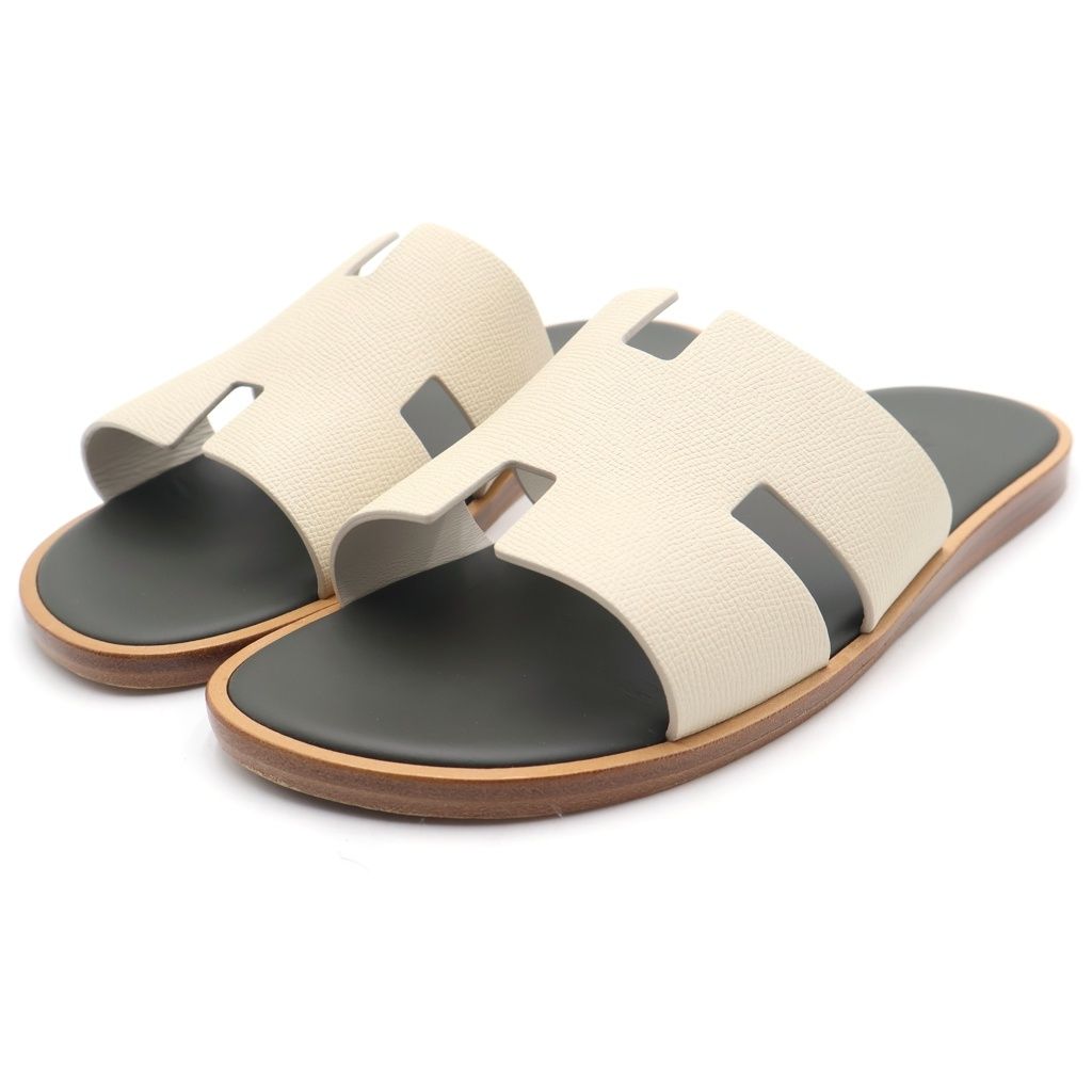 HERMES (エルメス) イズミール レザー Hロゴ フラット サンダル