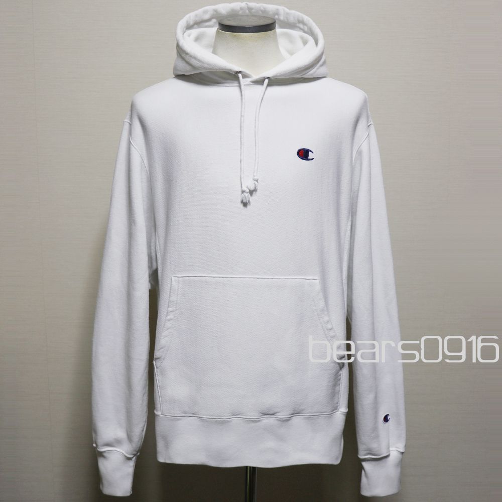 【チャンピオン】リバースウィーブ パーカー メンズ L 日本2XL 白 目あり 無地 フーディー ヘビーウェイト 定番 USED品 長袖 アメリカ古着