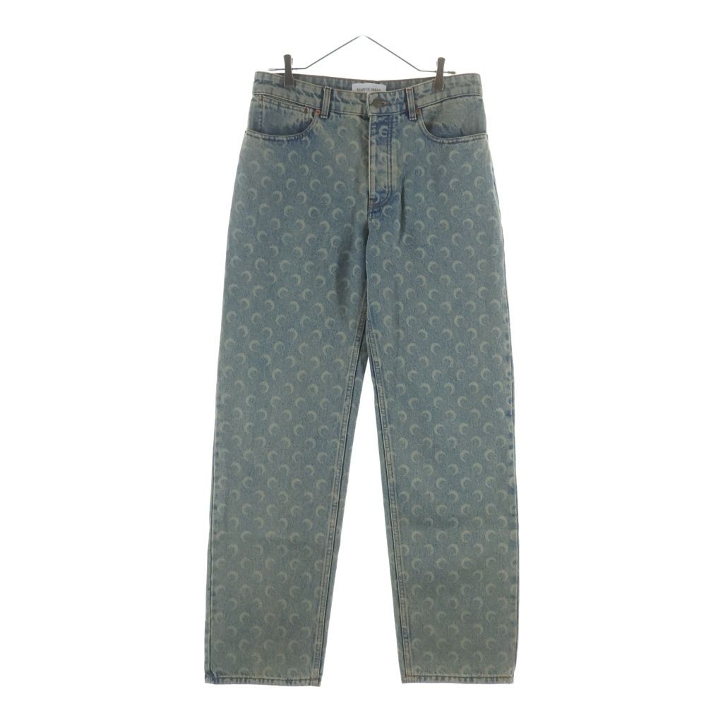 MARINE SERRE (マリーン セル) 25SS MOON LASER DENIM LOOSE JEANS LIGHT BEIGE ムーン レーザー ルーズデニムパンツ ジーンズ インディゴ