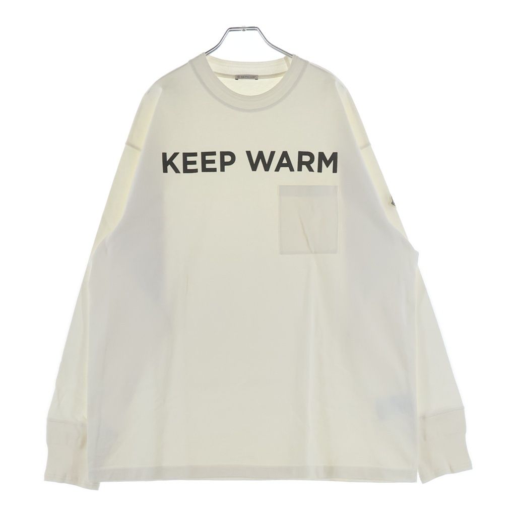 MONCLER (モンクレール) 21AW KEEP WARM ワッペンロゴ クルーネック プルオーバー スウェットトレーナー ホワイト G20918D00006