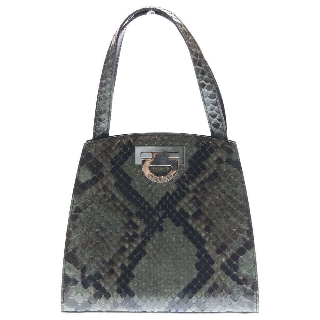 CELINE (セリーヌ) パイソン ハンドバッグ ミニバッグ グレー シルバー金具
