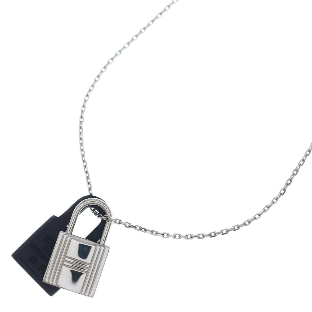 HERMES (エルメス) O'Kelly オーケリーネックレス PM SV925 D刻印 カデナ メタル レザー シルバー/ブラック