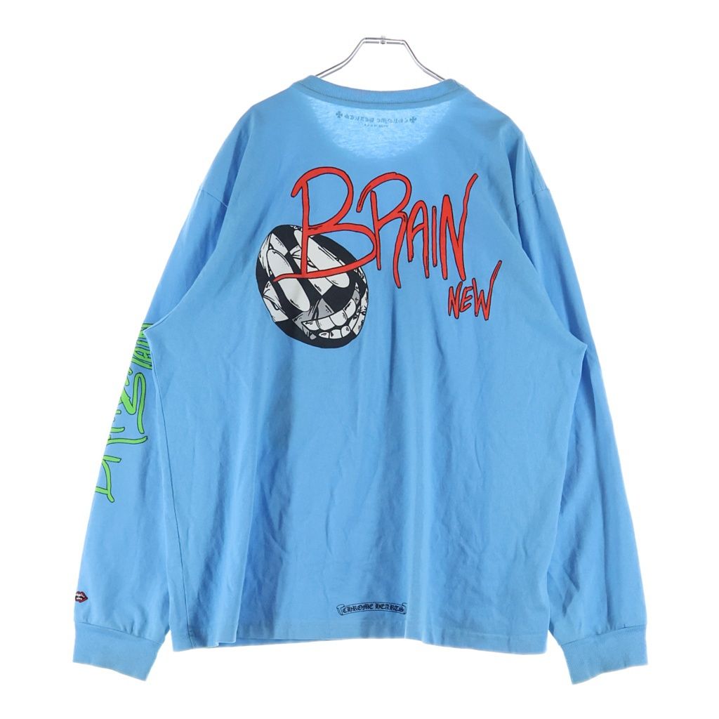CHROME HEARTS (クロムハーツ) PPO BRAIN NEW LS MATTY BOYブレインニュープリント クルーネックロングスリーブTシャツ ライトブルー