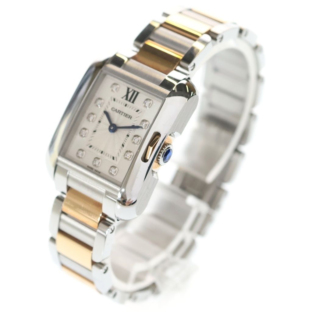 Cartier (カルティエ) タンクアングレーズSM 11PD ダイヤ SS×PG/QZ