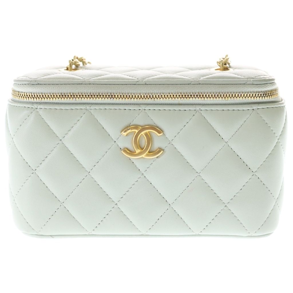 CHANEL (シャネル) バニティ ショルダーバッグ ミニバッグ チェーンバッグ ライトグリーン ミントグリーン ラムスキン ゴールド金具