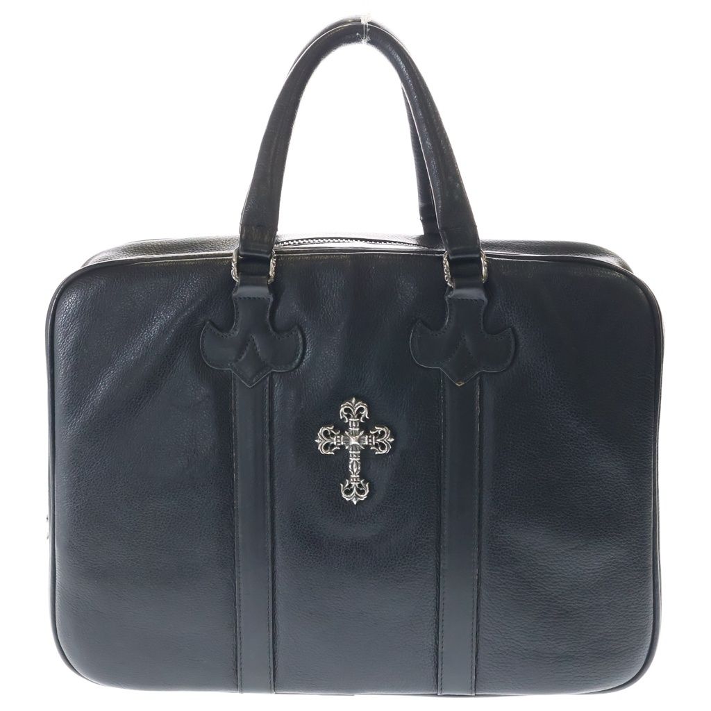 CHROME HEARTS (クロムハーツ) FILIG CROSS フィリグリークロス レザー ブリーフケース ハンドバッグ ブラック