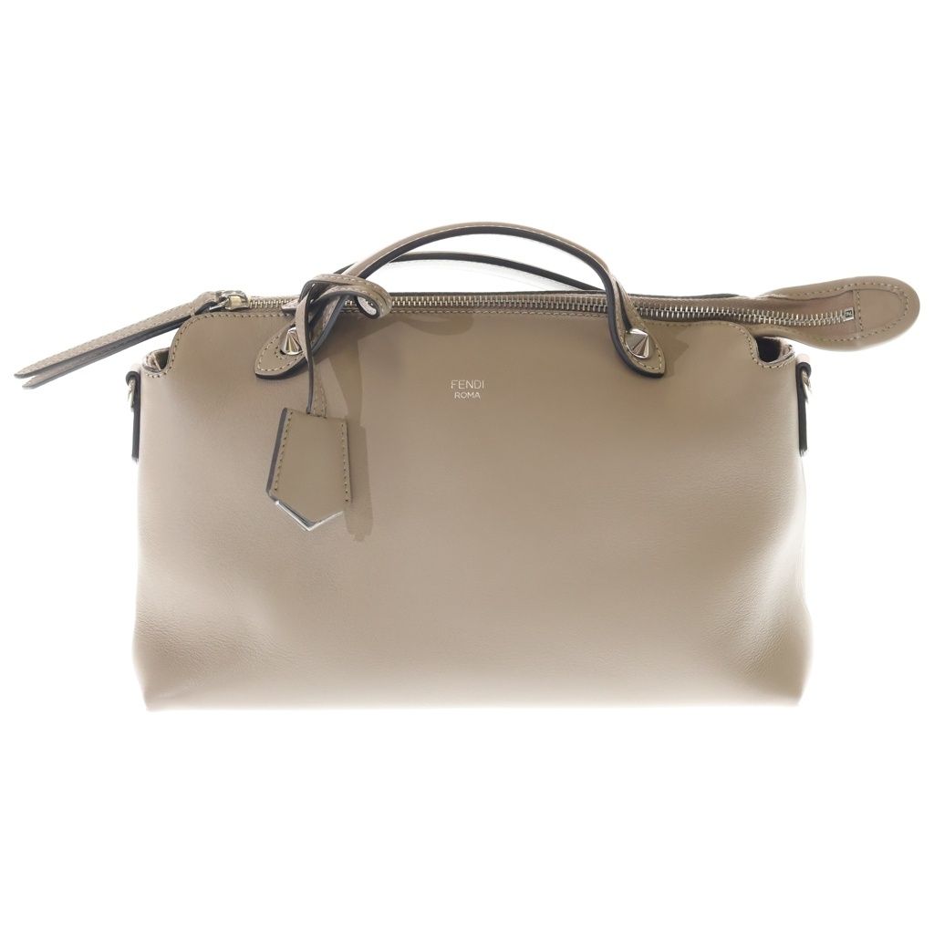 FENDI (フェンディ) バイザウェイ ミディアム 2WAYハンドバッグ ショルダーバッグ ベージュ グレー レザー 8BL146 シルバー金具