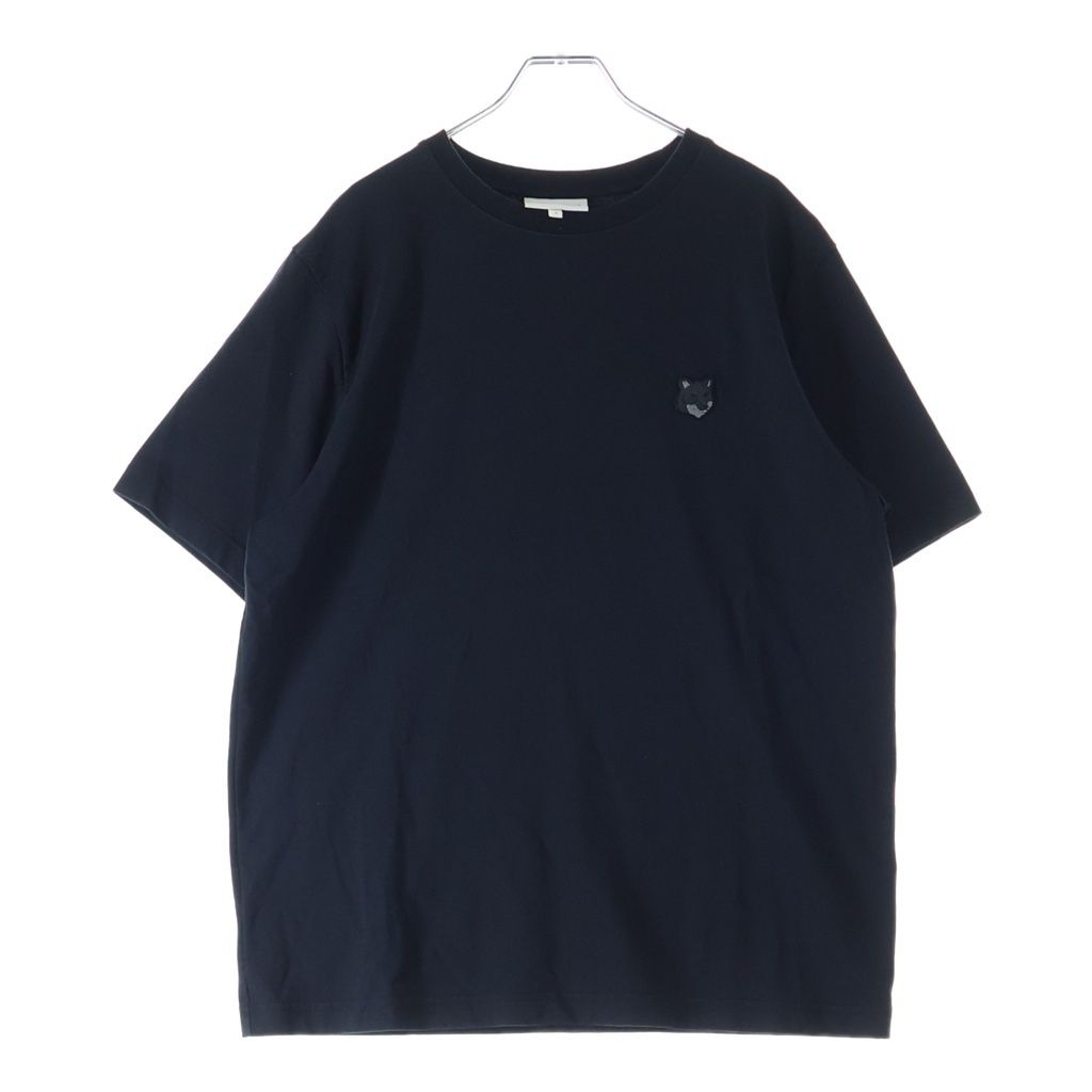 MAISON KITSUNE (メゾンキツネ) 24SS BOLD FOX HEAD PATCH COMFORT TEE SHIRT ボールドフォックスヘッドパッチコンフォート半袖Tシャツ クルーネックカットソー ブラック MM00127KJ0118