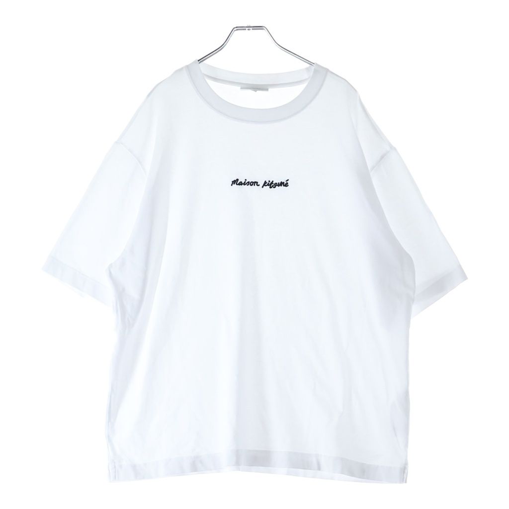 MAISON KITSUNE (メゾンキツネ) EMBROIDERY OVERSIZE TEE-SHIRT エンブロイダリー オーバーサイズ 半袖Tシャツ クルーネックカットソー ホワイト OM00122KJ0119
