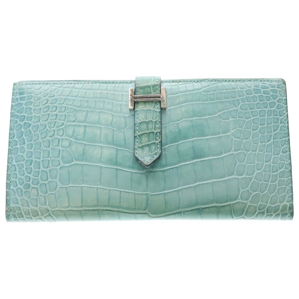 HERMES (エルメス) ベアンスフレ アリゲーターマット ブルーアトール シルバー金具 T刻印