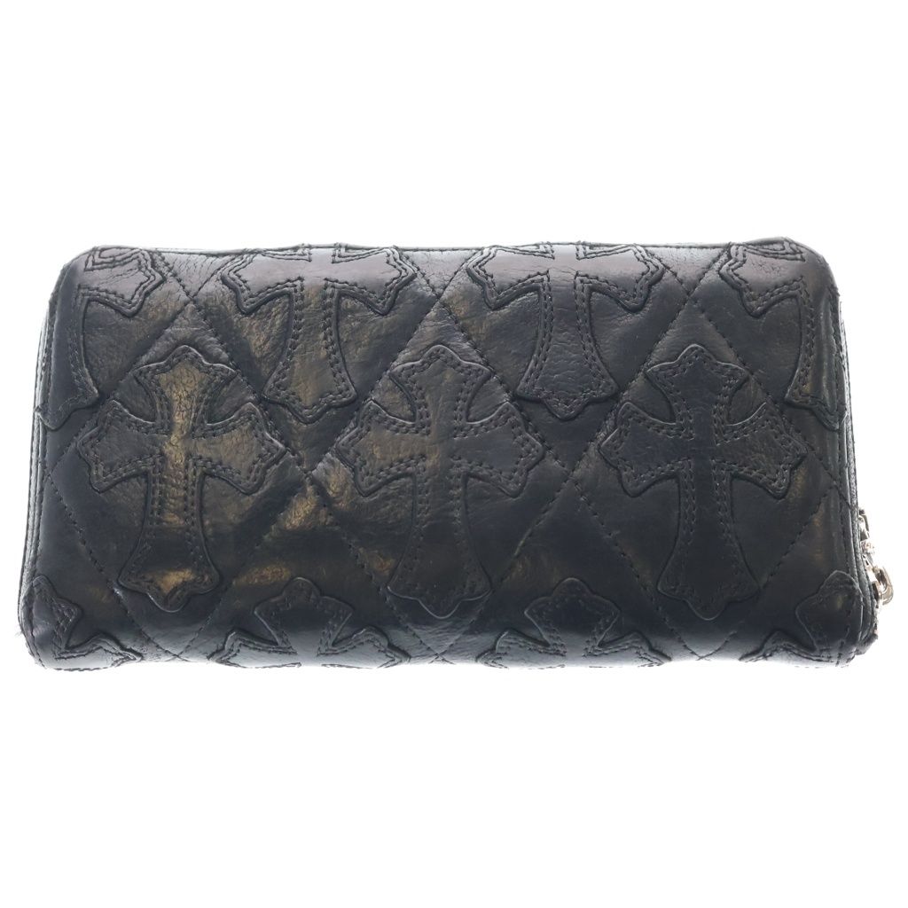 CHROME HEARTS (クロムハーツ) REC F ZIP QUILTED セメタリークロスキルティング デストロイレザー 財布