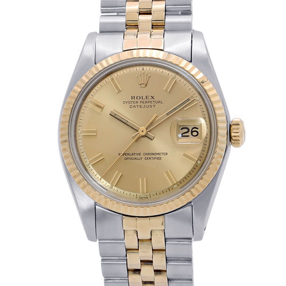 ロレックス デイトジャスト 35番 SS/K18YG イエローゴールド 1601 ROLEX 腕時計 ワイドボーイ シャンパン文字盤 ヴィンテージ
