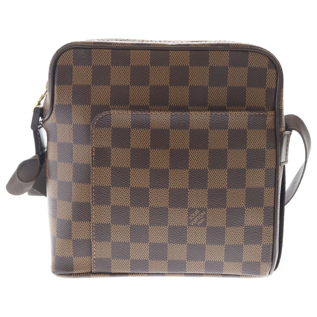 LOUIS VUITTON (ルイヴィトン) ダミエ オラフPM ショルダーバッグ ブラウン レザー×PVC N41442 ゴールド金具
