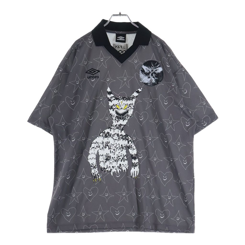 KIDILL (キディル) 25SS ×UMBRO GAME SHIRT アンブロ イラスト総柄 半袖ゲームシャツ グレー KL917