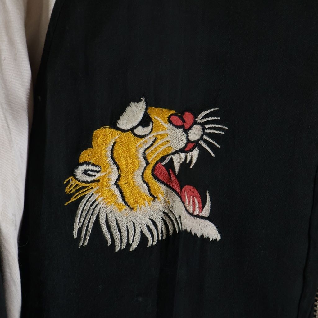 HOUSTON (ヒューストン) 虎刺繍ロゴ レーヨン スーヴェニアジャケット