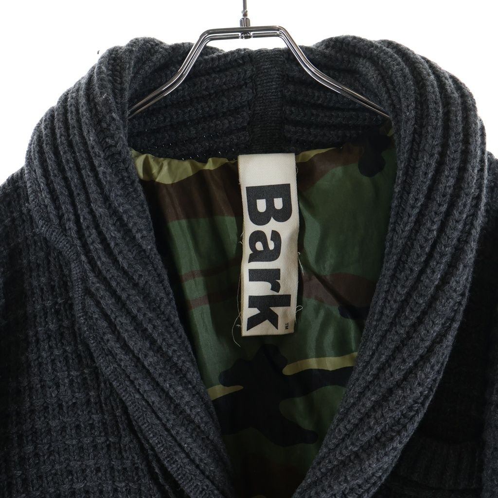 Bark (バーク) リブ編み ニットジャケット 裏地カモ柄ライナー グレー