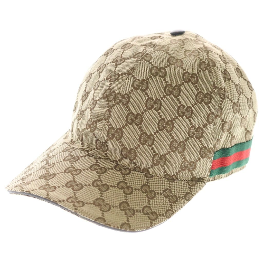 GUCCI (グッチ) オリジナルGGキャンバス ベースボールキャップ ベージュ #XL 200035