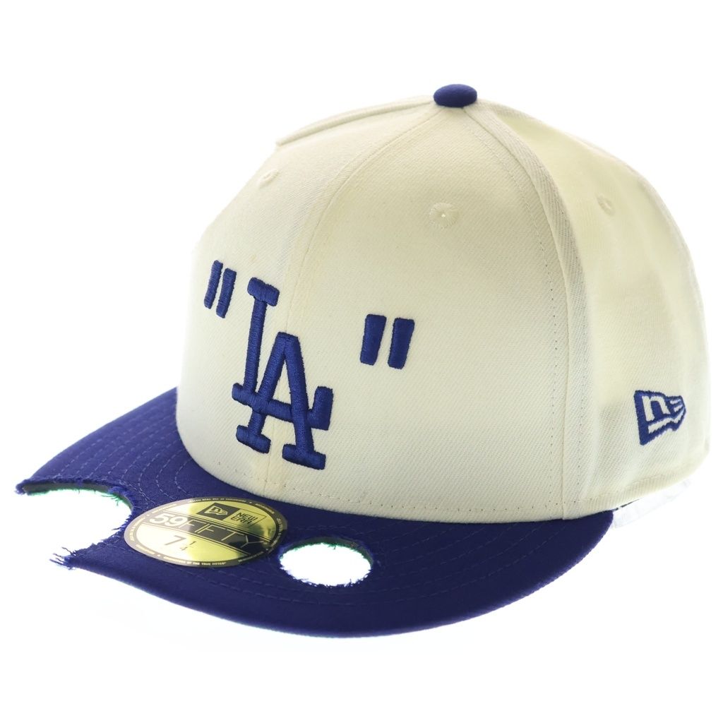 OFF-WHITE (オフホワイト) ×MLB ×New Era 59FIFTY ニューエラ ロサンゼルス ドジャース ベースボールキャップ 帽子 ホワイト/ブルー