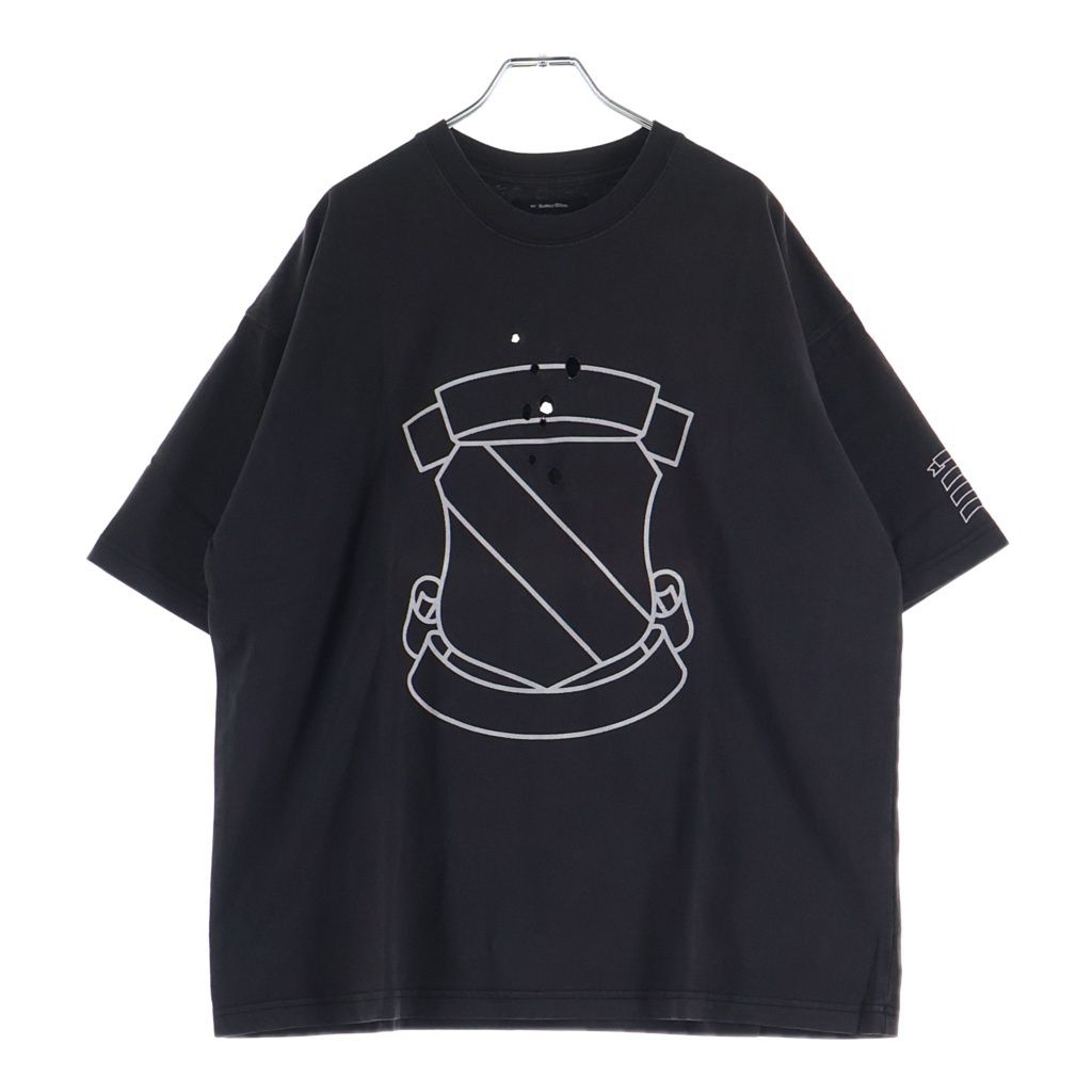 NO BRAND (ノーブランド) RE: Number (N)ine EMBLEM CLASH PIGMENT BIO TEE エンブレム ショットガンクラッシュ加工 半袖Tシャツ ブラック NMBsc537