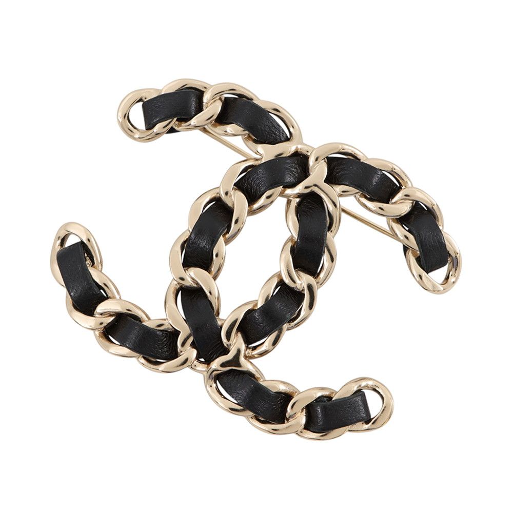 シャネル ブローチ ココマーク レザー B22 V CHANEL アクセサリー 黒