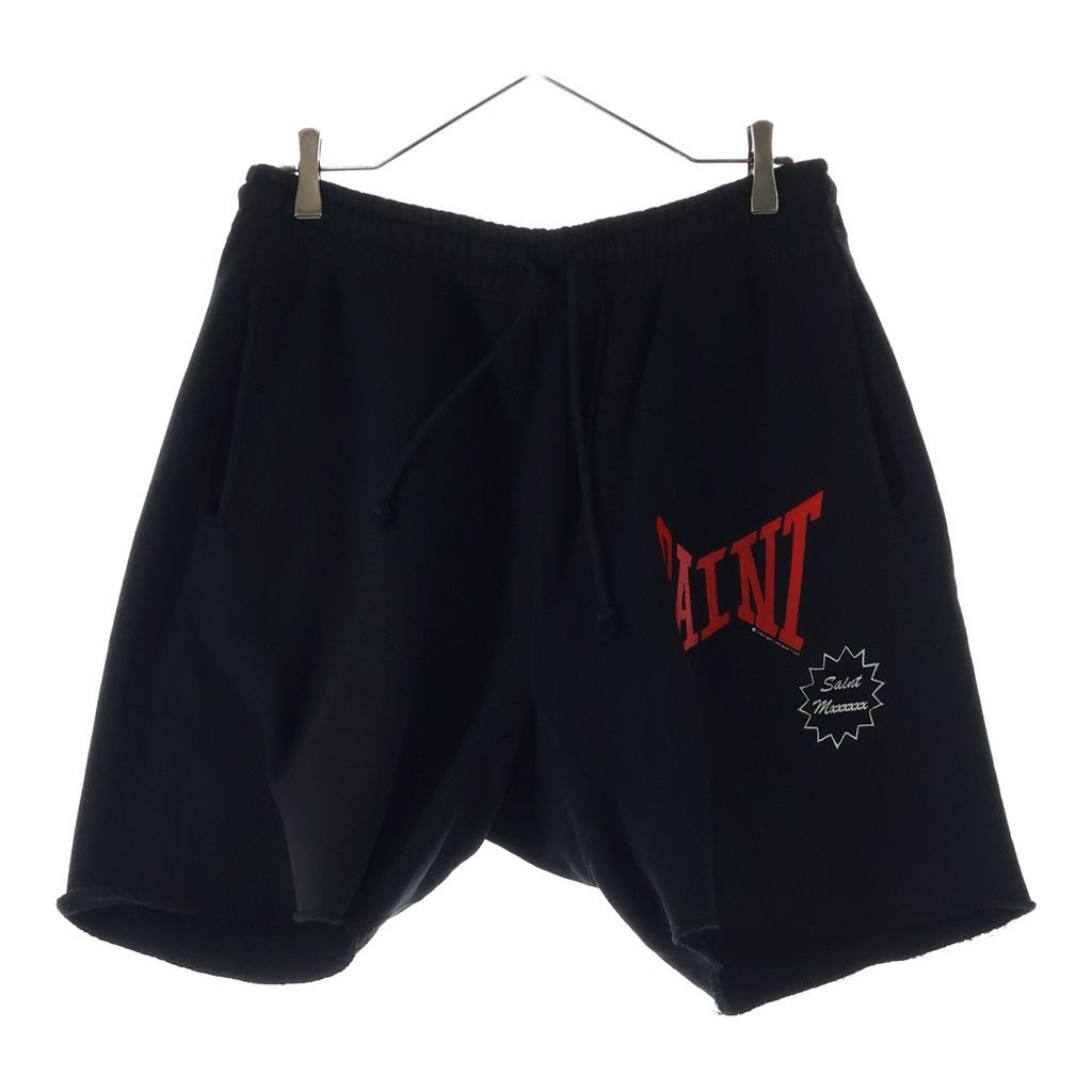 SAINT MICHAEL (セントマイケル) 24SS SWEAT SHORTS ロゴプリントスウェットハーフパンツ ショーツ ブラック SM-YS8-0000-046
