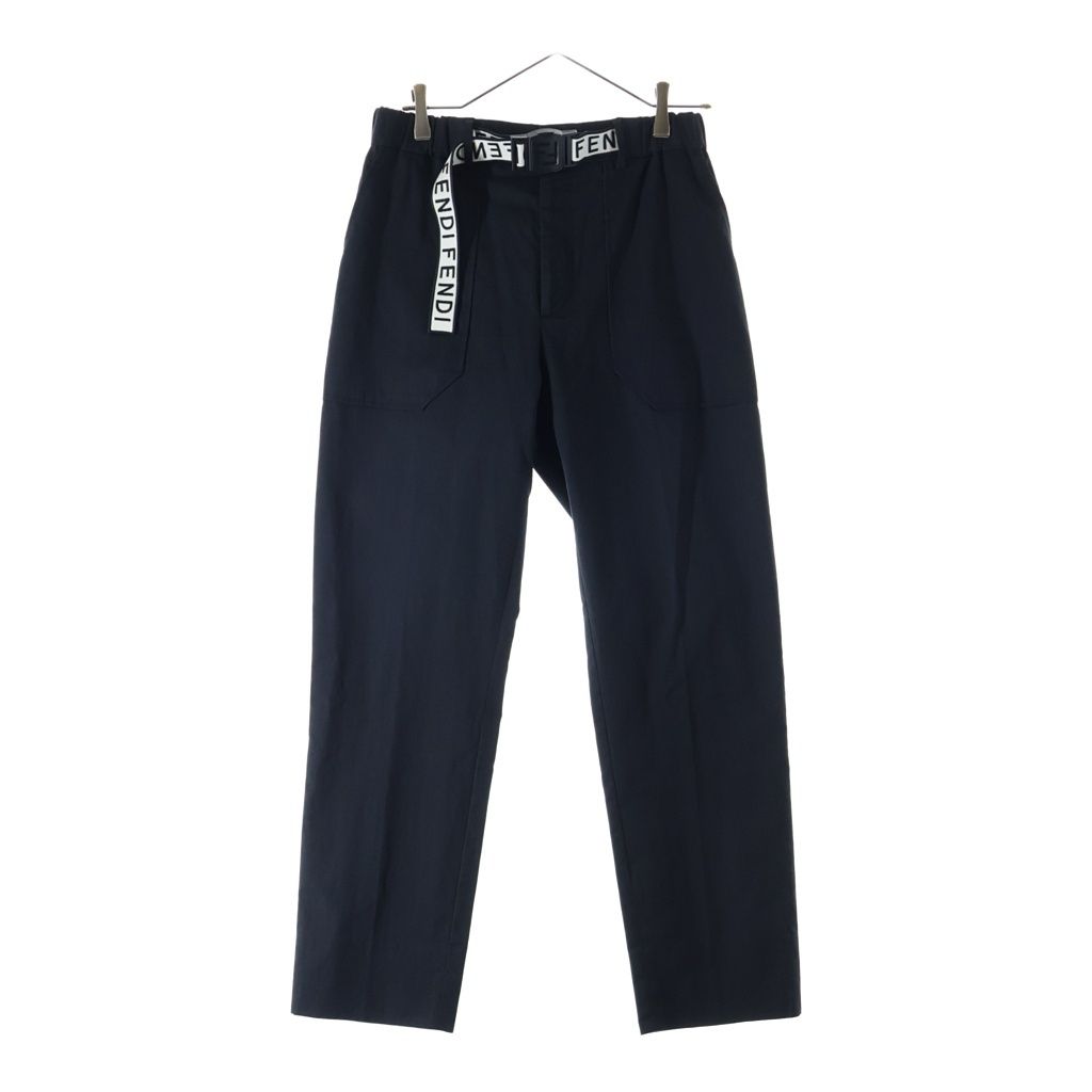 FENDI (フェンディ) ロゴベルト コットンツイルパンツ ブラック FB0584 ACBW