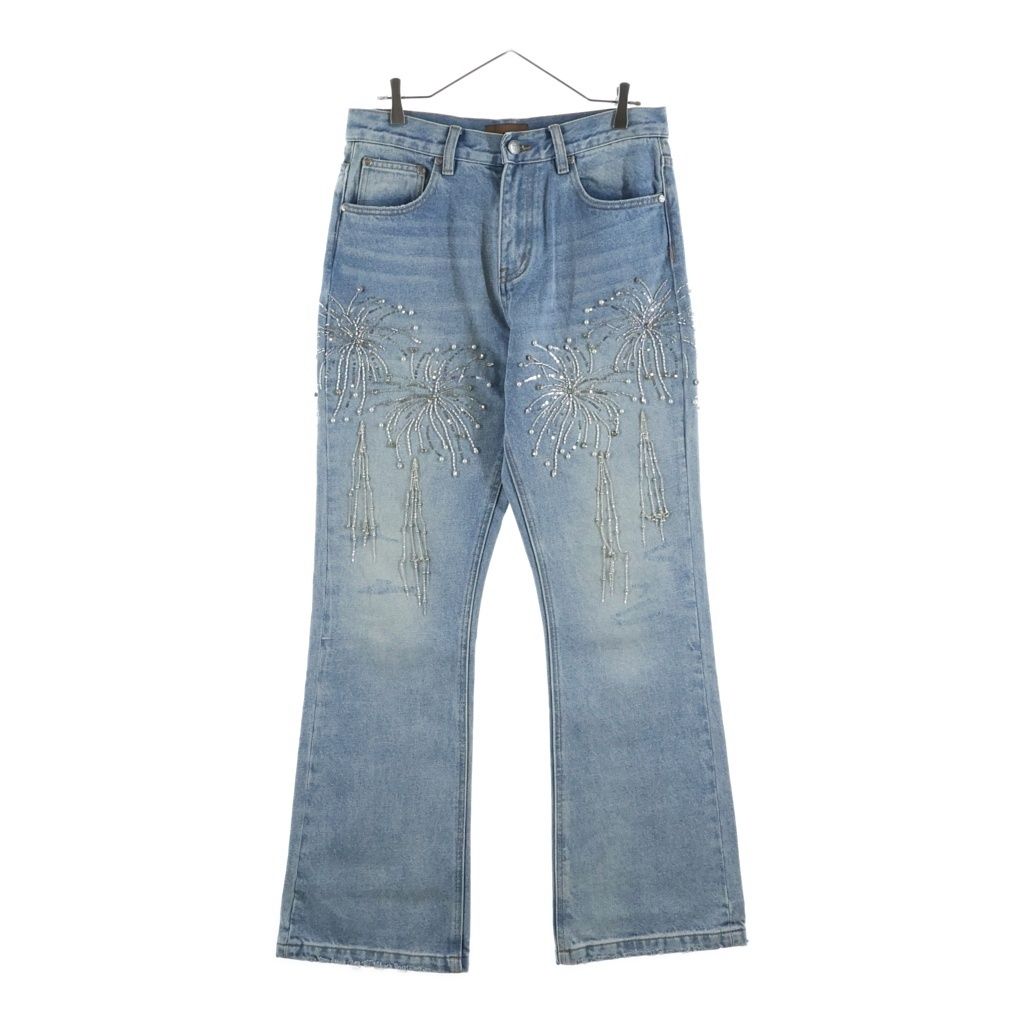 BIRTH OF ROYAL CHILD (バースオブロイヤルチャイルド) Fireworks Washed Denim スパンコール装飾 デニムパンツ インディゴ