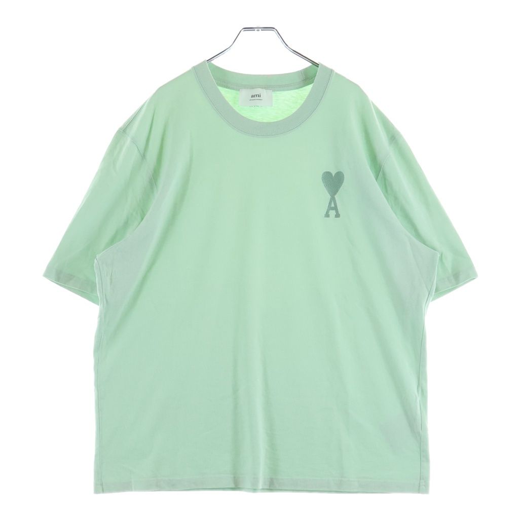 AMI Alexandre Mattiussi (アミアレクサンドルマテュッシ) T-Shirt ハートロゴ刺繍 半袖Tシャツ グリーン E22UTS002.726