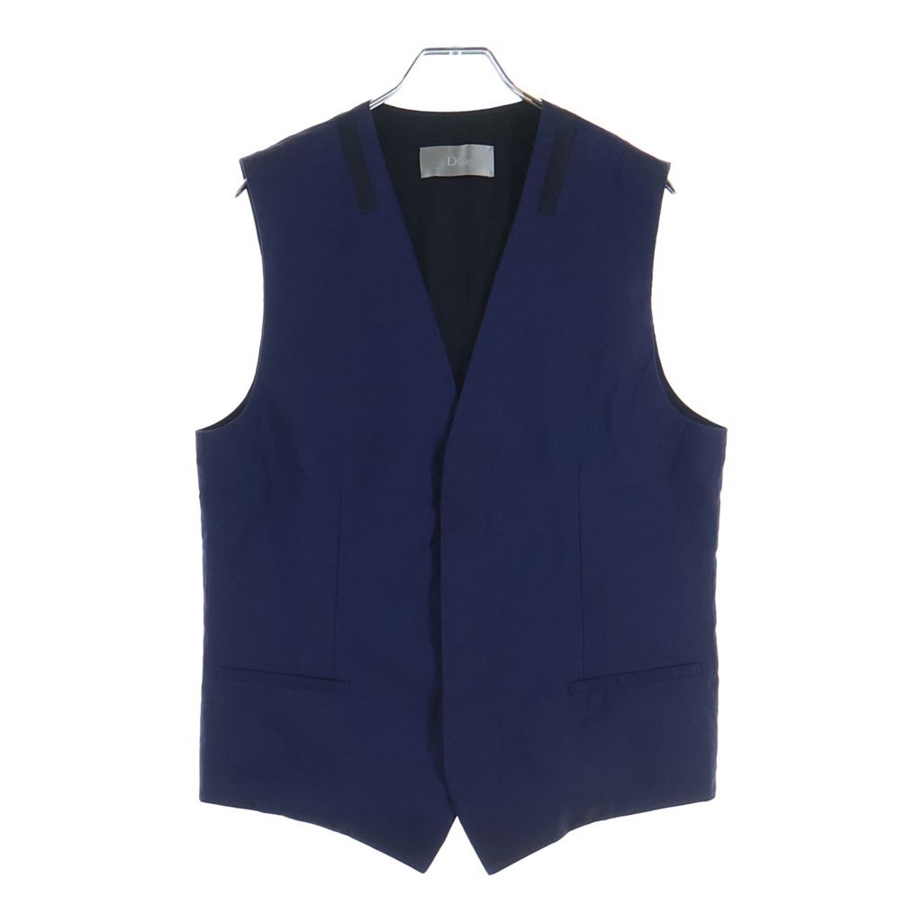 Dior HOMME (ディオールオム) 15SS サテンライン切替ノーカラー比翼ジレベスト ネイビー 563C604S3300