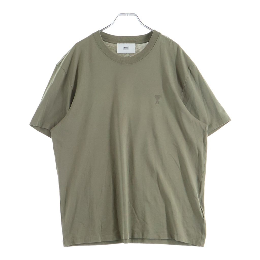 AMI Alexandre Mattiussi (アミアレクサンドルマテュッシ) T-Shirt ロゴ刺繍 半袖Tシャツ ベージュ UTS003.724
