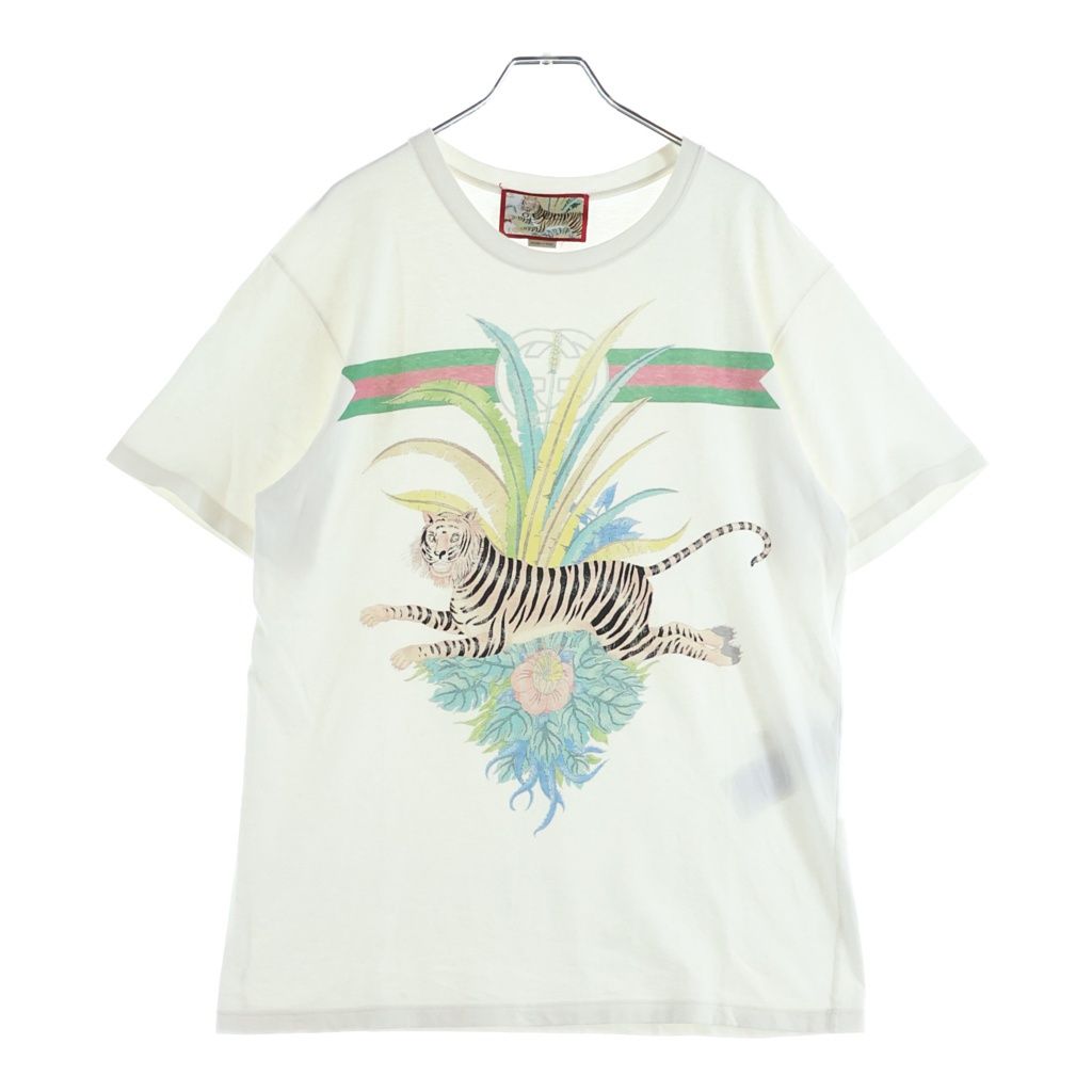 GUCCI (グッチ) 22SS Tiger T-Shirt タイガープリント 半袖Tシャツ ホワイト 548334 XJD3W