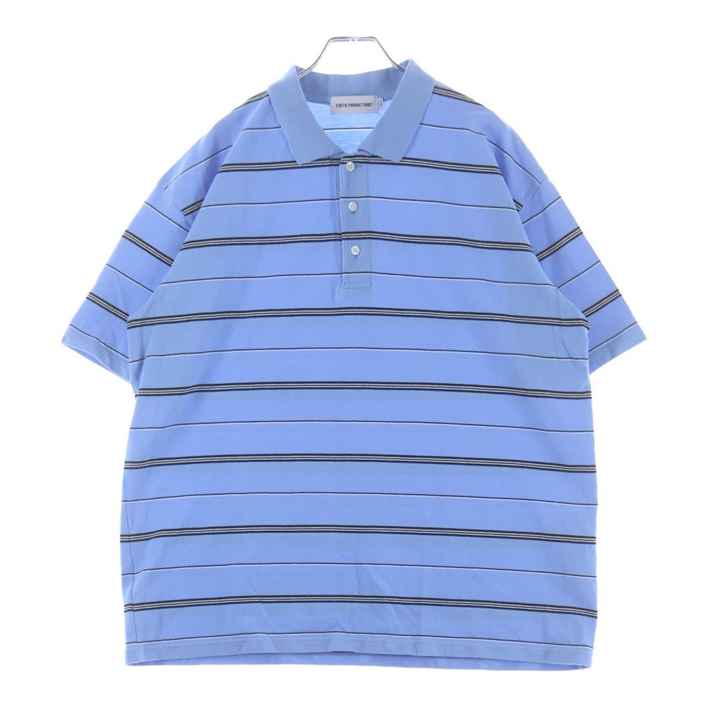 COOTIE PRODUCTIONS (クーティー プロダクションズ) 26SS MOSS STITCH BORDER S/S POLO モスステッチ ボーダー ポロシャツ ブルー/ブラック/ホワイト CTE-26S328