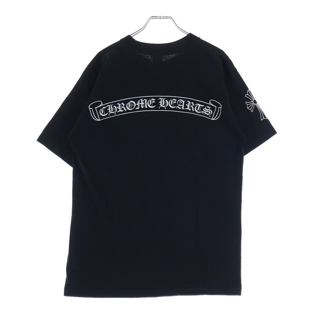 CHROME HEARTS (クロムハーツ) OLD S/S 袖CHクロス バックスクロールラベルプリント 半袖Tシャツカットソー