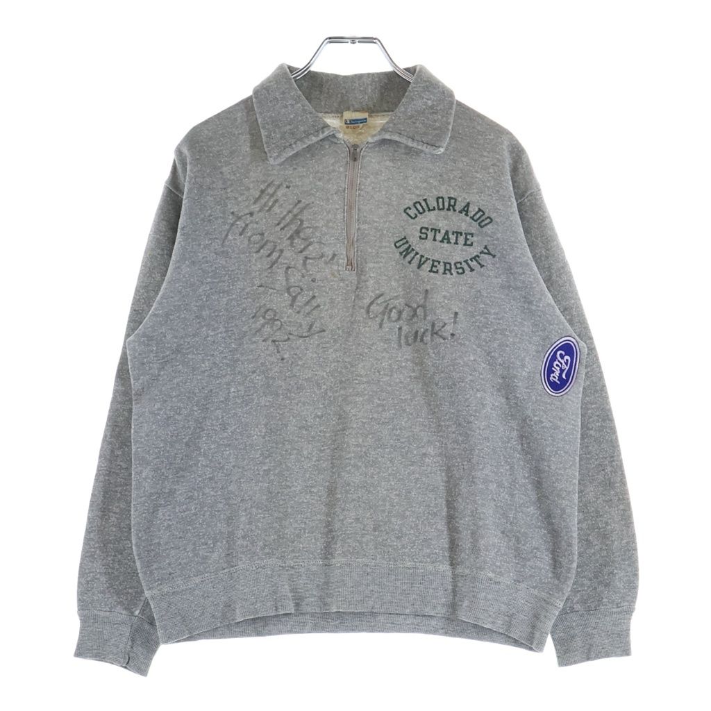 CHAMPION (チャンピオン) 70S VINTAGE ヴィンテージ バータグ初期 ハーフジップ プルオーバースウェット トレーナー グレー
