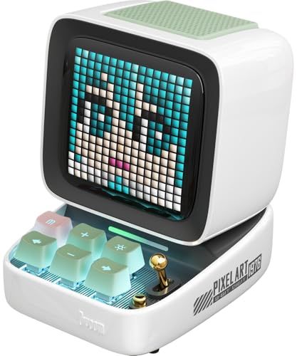 Divoom Ditoo-Pro 可愛いスピーカー Bluetooth/PC対応 15W 強化された低音 RGB青軸キーボード Pixel art ドット絵カスタマイズ 専用アプリ 最大12時間再生 光沢塗装 多機能 ギフト仕様 2026年第 bb3ba7ed