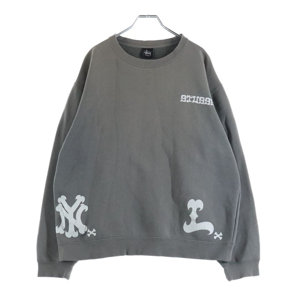 STUSSY (ステューシー) 00s フロントロゴ 長袖 スウェット 裏起毛 グレー