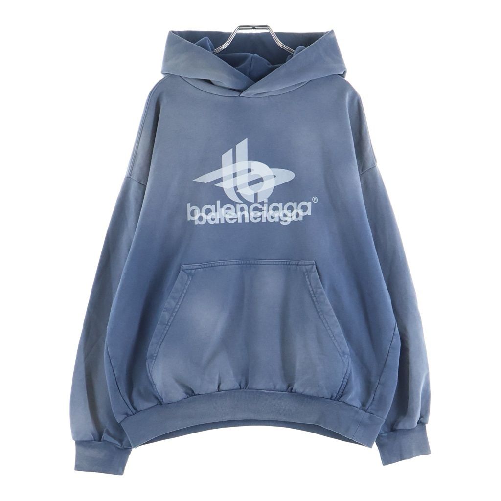 BALENCIAGA (バレンシアガ) 23AW Layered Faded Hoodie フェード加工 プルオーバースウェットパーカー フーディー ネイビー 767877 TPVF3