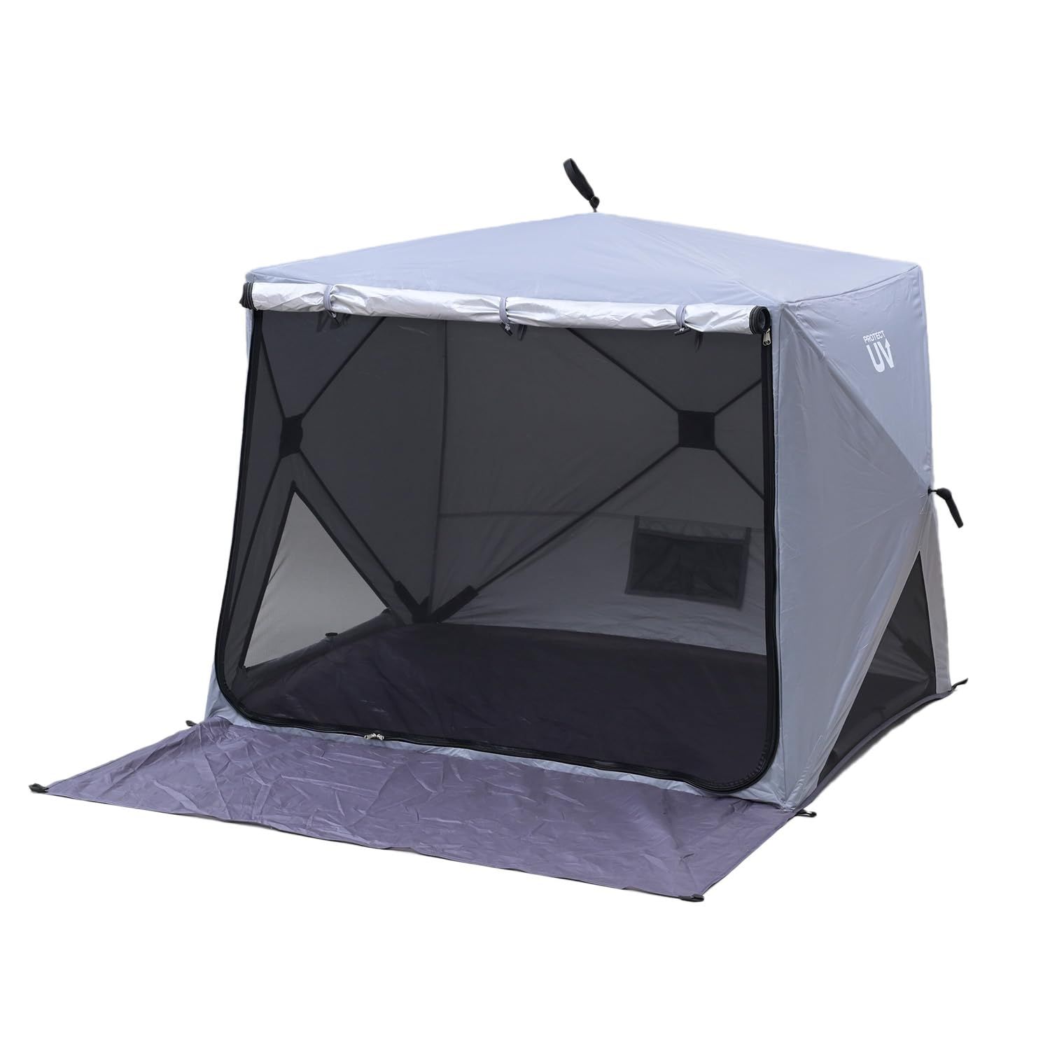 【新品】[キャンパーズコレクション 山善] 傘みたいに広げるだけ パッとサッとテント フルクローズ メッシュ 3-4人用 簡単設置 ポップアップテント アッシュグレー PATC-150(AG)