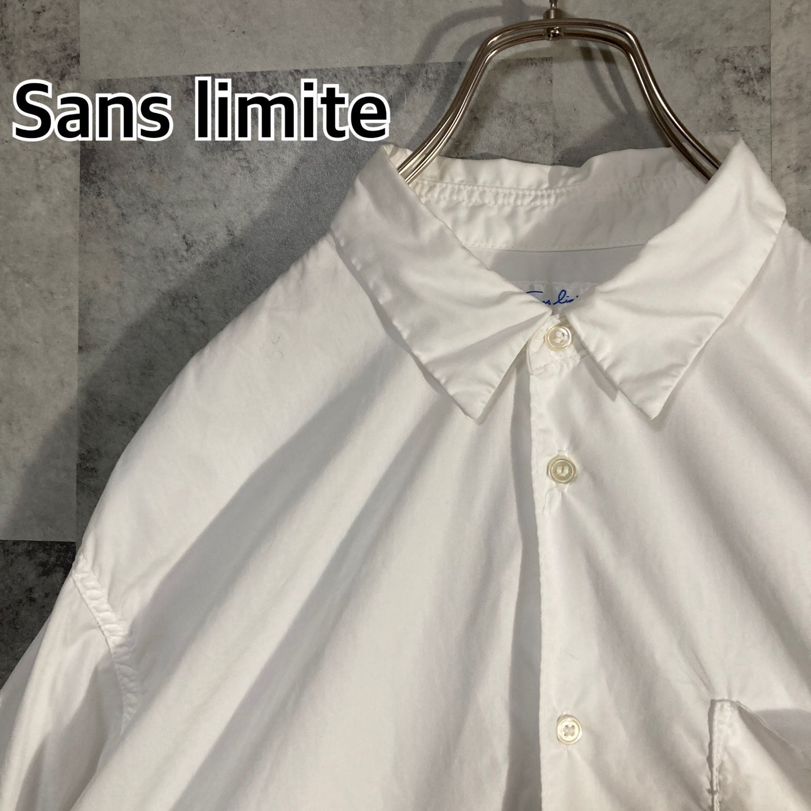 日本製 Sans limite サンリミット レギュラーカラー シャツ ホワイト 2