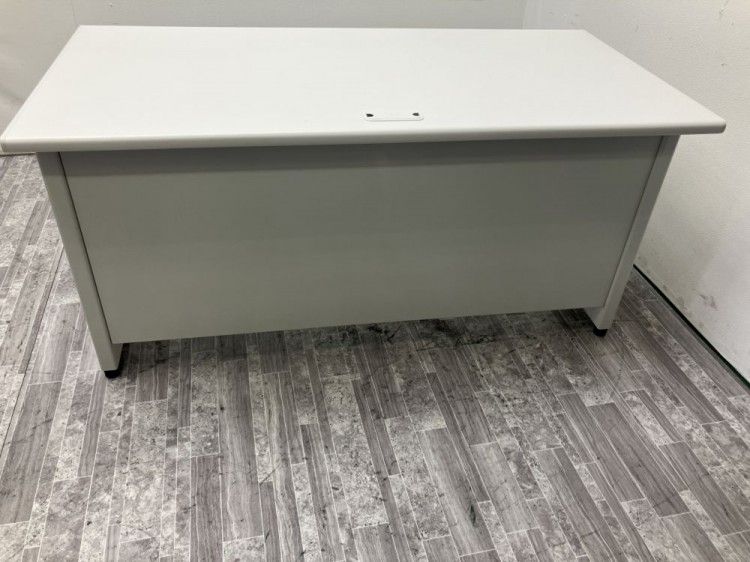 【中古品】プラス フラットラインシリーズ 1400平デスク+ワゴンセット SP-147HWH/SP-046SC-B3 ホワイト