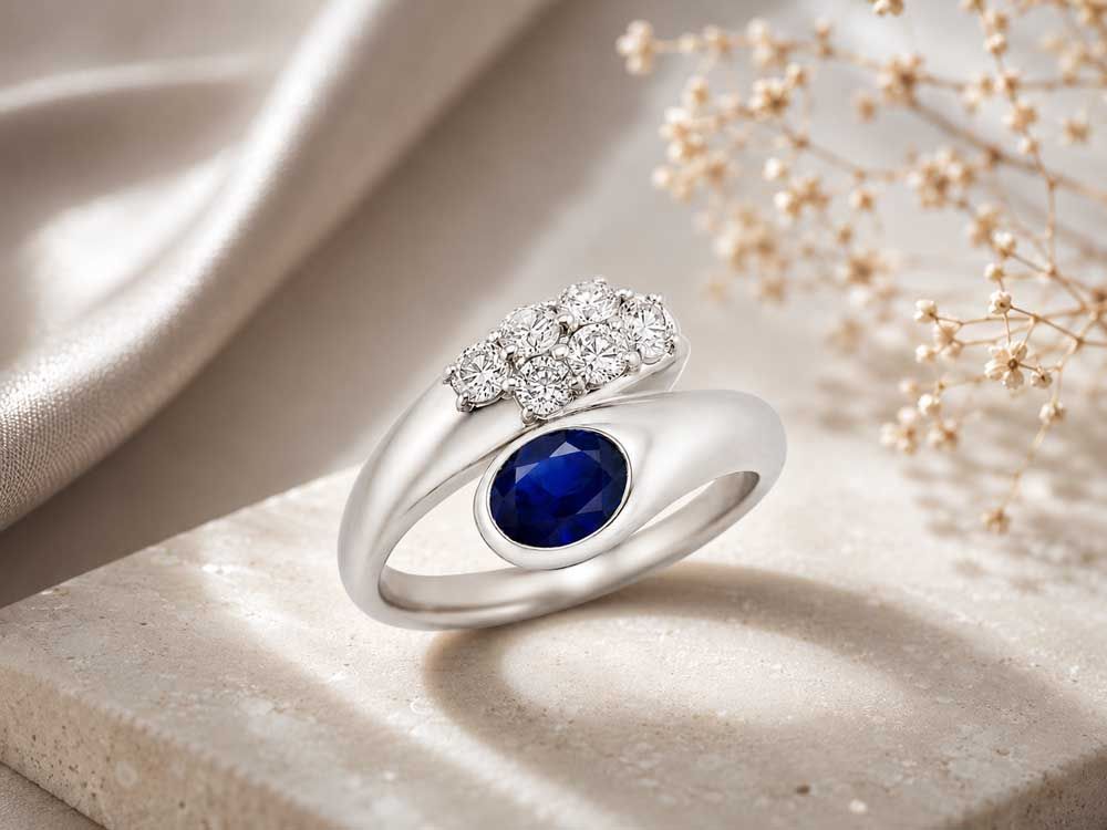 サファイア ダイヤモンドリング Pt900 7.22g 10.5号 中宝ソーティング付き　Jewelry Sapphire0.56ct Dia0.35ct Ring