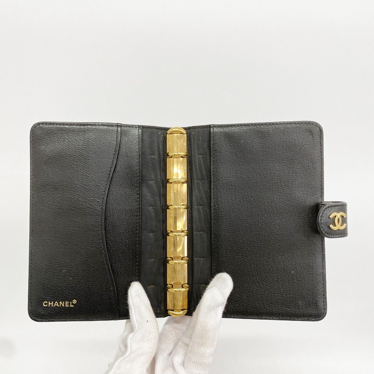 【6fa1251】シャネル 手帳カバー レザー ブラック ゴールド金具【中古】レディース 【6fa1251】シャネル 手帳カバー レザー ブラック ゴールド金具【中古】レディース